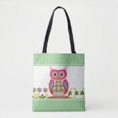 Tote Bag Chouette Patchwork à pois (Devant)