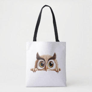 Tote Bag Chouette Peeking mignonne adorable animal caricatu