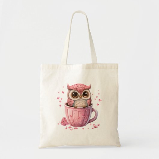 Tote Bag Chouette rose mignonne en coupe (Devant)