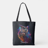 Tote Bag Chouette spatiale colorée (Dos)