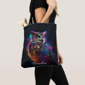 Tote Bag Chouette spatiale colorée (De près)