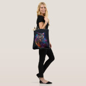 Tote Bag Chouette spatiale colorée (Sur le modèle)
