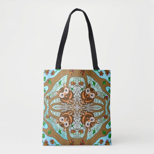 Tote Bag Chouette tirée à la main Mandala (Devant)