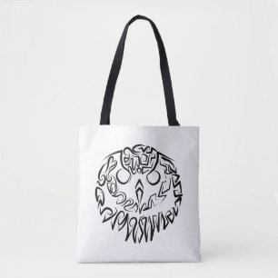 Tote Bag Chouette tribale noire et blanche