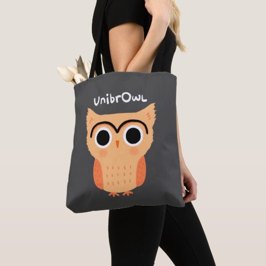 Tote Bag Chouette unibrow UnibrOwl | Chouette à sourcils mi (De près)