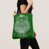 Tote Bag Chouette (vert foncé) - Fourre-tout (De près)