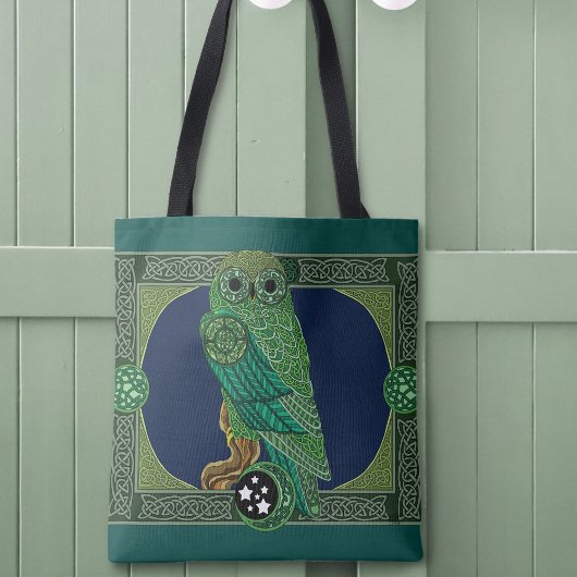 Tote Bag Chouette verte celtique