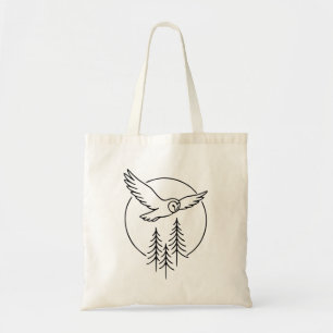 Tote Bag Chouette volante minimale sur pins – Illustration