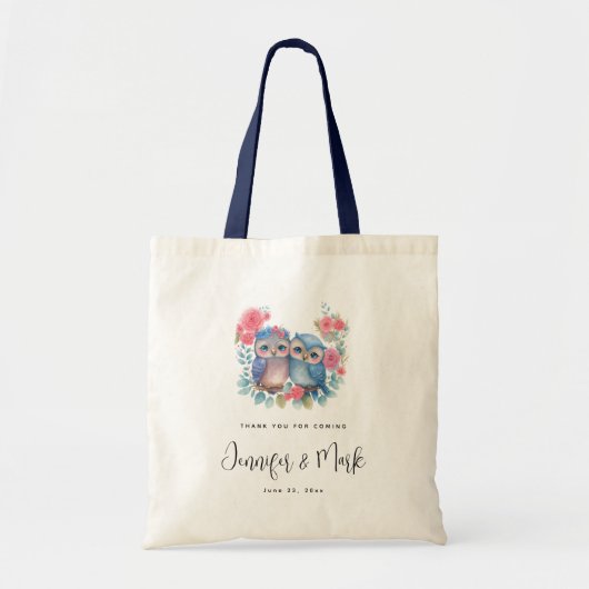 Tote Bag Chouettes amoureuses assis sur un Mariage de branc (Devant)