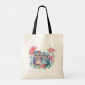 Tote Bag Chouettes amoureuses Assis sur une branche d'arbre (Dos)