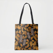 Tote Bag Chouettes d'automne sur noir (Devant)