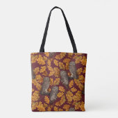 Tote Bag Chouettes d'automne sur rouge foncé (Dos)