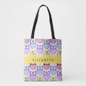 Tote Bag Chouettes mignonnes, Chouette Motif, Chouettes col (Devant)