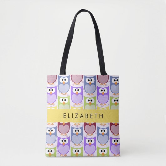 Tote Bag Chouettes mignonnes, Chouette Motif, Chouettes col (Devant)