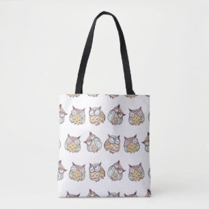 Tote Bag Chouettes mignonnes : motif vintage sans soudure.
