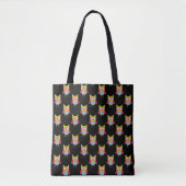 Tote Bag Chouettes mignonnes sur Motif noir (Devant)