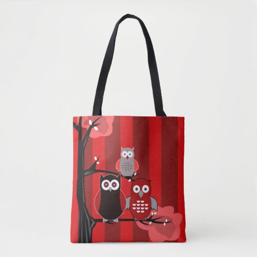 Tote Bag Chouettes rouges (Devant)