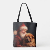Tote Bag Chow Chow avec Noël Festif du Père Noël (Dos)