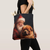 Tote Bag Chow Chow avec Noël Festif du Père Noël (De près)