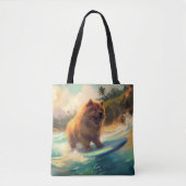 Tote Bag Chow Chow Beach Plage Surf Peinture (Devant)