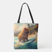 Tote Bag Chow Chow Beach Plage Surf Peinture (Dos)