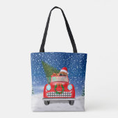 Tote Bag Chow Chow Chien Conduisant Voiture En Neige (Dos)