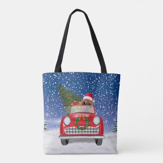 Tote Bag Chow Chow Chien Conduisant Voiture En Neige (Dos)