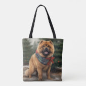 Tote Bag Chow Chow Chien de Noël en neige (Dos)