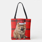 Tote Bag Chow Chow Christmas Dog Red Seasonal Plaid (Dos)