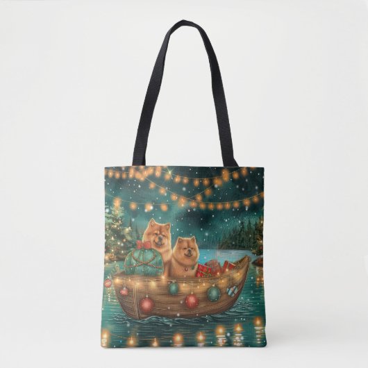 Tote Bag Chow Chow Noël Festive Voyage (Devant)