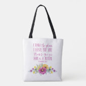 Tote Bag Chrétien Bible Verse Aquarelle Florale (Dos)