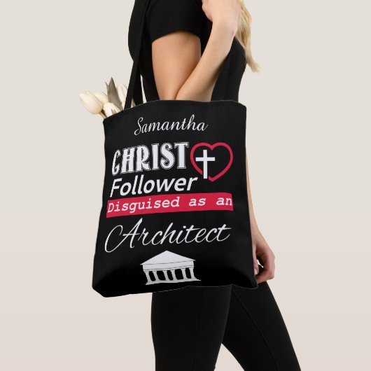 Tote Bag Christ Follower déguisé en architecte chrétien (De près)