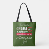 Tote Bag Christ Follower déguisé en électricien chrétien (Dos)