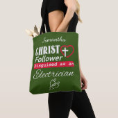 Tote Bag Christ Follower déguisé en électricien chrétien (De près)