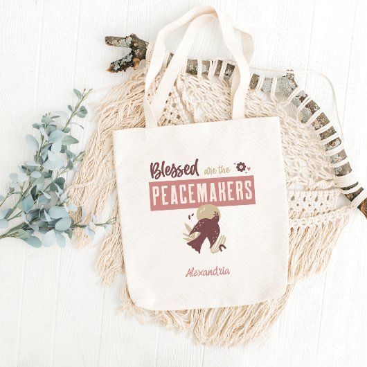 Tote Bag Christian Béni Sont Les Peacemakers Citation Boho