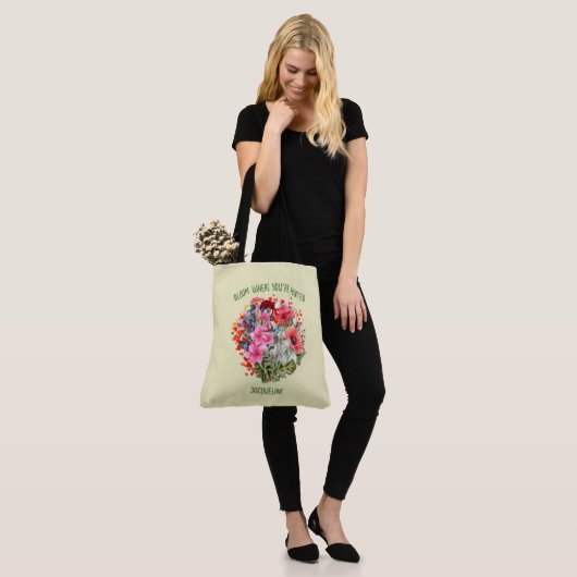 Tote Bag Christian BLOOM OÙ VOUS ÊTES PLANTÉ Floral Jaune (Sur le modèle)