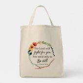Tote Bag Christian Floral Exode 14:14 Bible Verse (Dos)