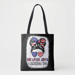 Tote Bag Christian Girl aime Jésus & Amérique Chemise 4 Jui