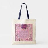 Tote Bag Christian La Bienheureuse Bible Florale Rose Verse (Dos)