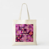 Tote Bag Christian Philippiens 4:13 Bible Verse Floral (Dos)