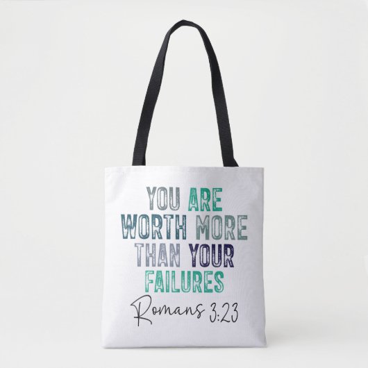 Tote Bag Christian You are Worth More Than Your Failures (Devant)