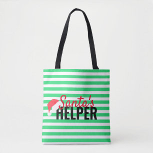 Tote Bag Christmas Beach Père Noël Helper Green Monogramm