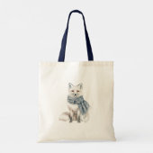 Tote Bag Christmas Blue White Chic Deer & Fox (Dos)
