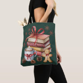 Tote Bag Christmas Books Gingerbread Books Cocoa Bookish (De près)