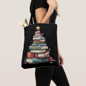Tote Bag Christmas Books Tree Book Lover Teachers Bookworm  (De près)