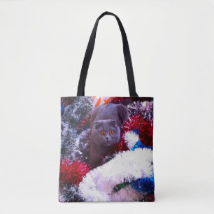 Tote Bag Christmas British blue cat