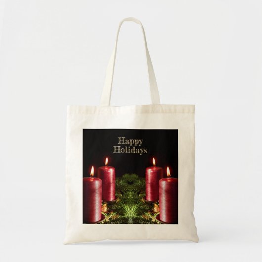 Tote Bag Christmas Celebration Red Candles Winter Holidays (Devant)