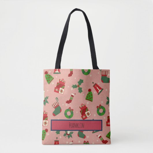 Tote Bag Christmas Drawing I Custom Name  (Devant)