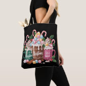 Tote Bag Christmas Drinks Pink Coquette Gingerbread Coffee (De près)