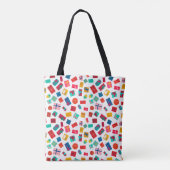 Tote Bag Christmas gift motif pattern in bright colours  (Dos)